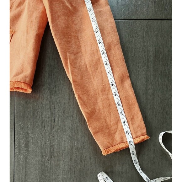 Enrico Baldini Linen Fringe Open Front Blazer Jacket Orange Size 10 Career - Picture 7 of 8
